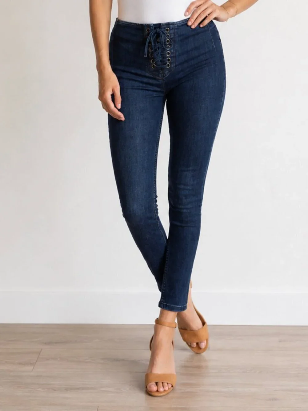 Free People Lace Up Jeans Retro Skinny 26